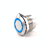 Bouton Poussoir Inox Moment Tche Ras Couronne Bleue 12V builtin resistor