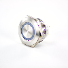 Bouton Poussoir inox dia22, NO, MOM cosses, tche rasante, couron LED Verte 24V