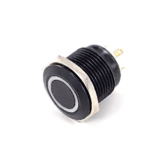 SOAV116EJAW<BR>Bouton Poussoir dia16 Alu noir NO MOM Tche Dep Cour Blanche-Lire la description