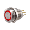 SOAV3SESR12<BR>Bouton Poussoir inox 19mm 1no+1nc mom couronne lumin rouge 12V