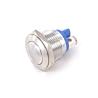 SOAV116B0S00<BR>Bouton Poussoir inox dia16, no, passe fils, tche bombee-Lire la description
