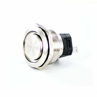 Bouton Poussoir Inox dia.25mm contact NO Momentané Non lumineux, touche Rasante cosses à souder-Lire la description