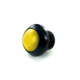 Bouton Poussoir miniature dia.13.6 zamac noir, NO, moment, cosses, touche jaune-Lire la description