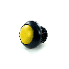 Bouton Poussoir miniature dia.13.6 zamac noir, NO, moment, cosses, touche jaune