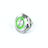 Bouton Poussoir Inox profil court dia.16mm contact NO Momentané Couronne Lumineuse Vert 24V
