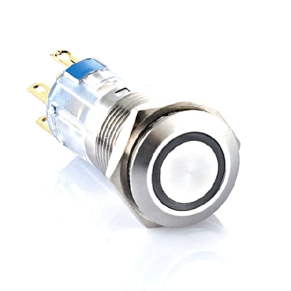 Bouton Poussoir dia16 Laiton Nickel NONC Moment Tche ras. Couronne Lumin Bleue 6V-Leggi tutto