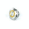 Bouton Poussoir Inox profil court dia.16mm contact NO Momentané Couronne Lumineuse Orange 3V