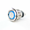 Bouton Poussoir Inox dia.19mm contact NO Momentané Couronne Lumineuse Bleu 12V cosses à souder