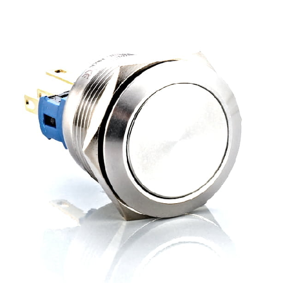 SOAV4S<BR>Bouton Poussoir dia.22 Inox 1NO1NC tche rasante-Lire la description