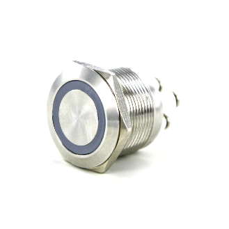SOAV122E0SG24<BR>Bouton Poussoir inox dia22, NO, MOM bornes vis, tche rasante, couron LED Verte 24V-Lire la description