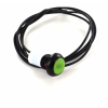 Bouton Poussoir miniature dia.13.6 PA66 vert, NO, MOM, sortie fils 500mm