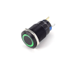 Bouton Poussoir Alu noir dia.19, NONC, Maintenu, Tche Ras Cour Vert 12V, cosses