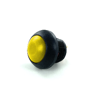 Bouton Poussoir miniature dia.13.6 PA66 noir, NO, moment, cosses, touche jaune-Lire la description