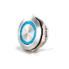 Bouton Poussoir Inox profil court dia.22mm contact NO Momentané Couronne Lumineuse Bleu 12V