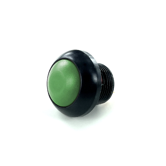 Bouton Poussoir miniature dia.13.6 Zamac noir, NO, moment, cosses, touche verte-Lire la description