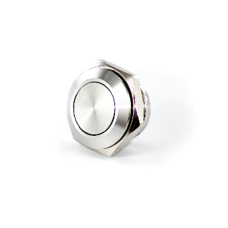 Bouton Poussoir Inox profil court dia.16mm contact NO Momentané Non lumineux, touche Rasante V-Lire la description