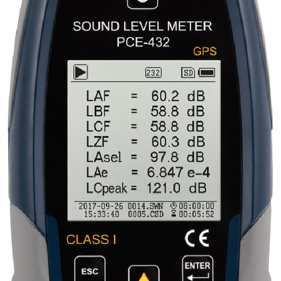 PCE Instruments Schallpegelmessgerät PCE-432 Genauigkeitsklasse 1 |Oktavbandfilter |GPS-Funktion-Beschreibung lesen