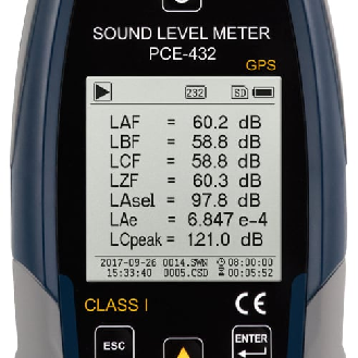 PCE Instruments Analyseur de bruit PCE-432 Analyseur de bruit classe 1 avec GPS-Lire la description