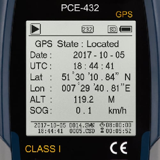 PCE Instruments Sonomètre PCE-432-SC 09 Précision Classe 1 |Fonction GPS-Lire la description