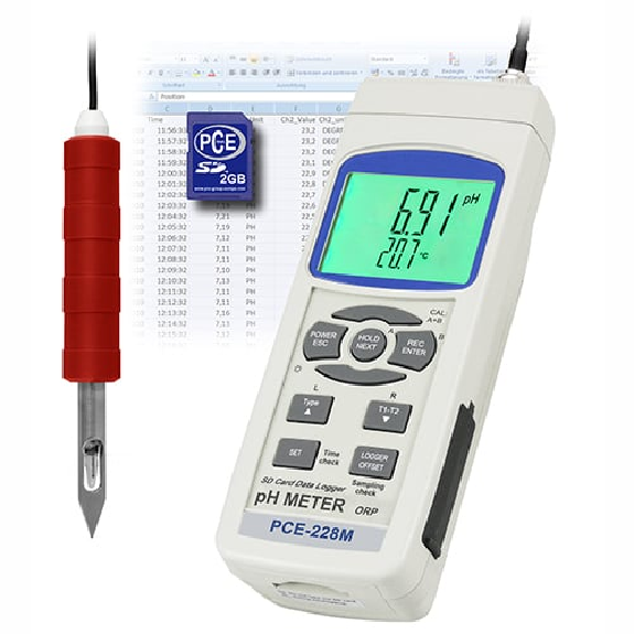 PCE Instruments Fleisch pH-Meter  PCE-228M |inkl. Elektrode CPC-OSH-12-01 & Temperaturfühler TP-07-Beschreibung lesen