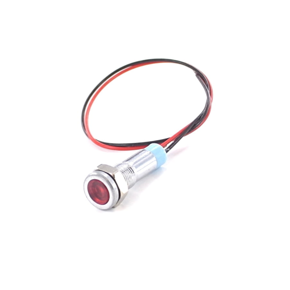 Indicateur LED dia06 LaitonNi rasant Rouge 24V, fils 10cm-Lire la description