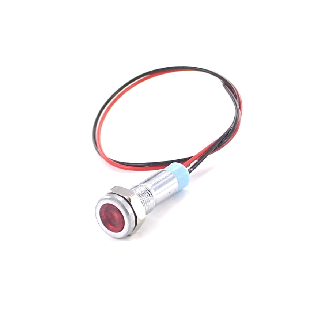 Indicateur LED dia06 LaitonNi rasant Rouge 12V, fils 10cm-Lire la description