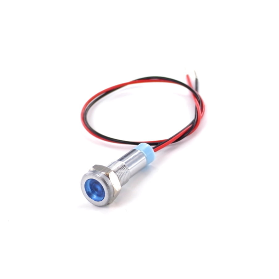 Indicateur LED dia06 LaitonNi rasant Bleu 24V, fils 10cm-Lire la description