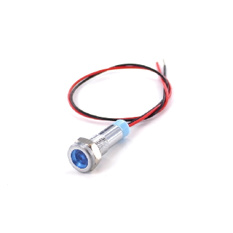 Indicateur LED dia06 LaitonNi rasant Bleu 24V, fils 10cm-Lire la description