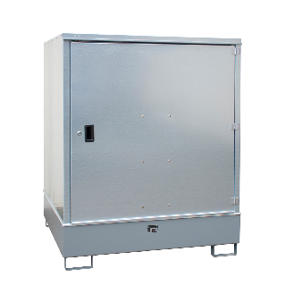Gefahrstoff-Schrank GS-3, abschließbar, für max. 4x200l Fässer, Mausgrau-Beschreibung lesen