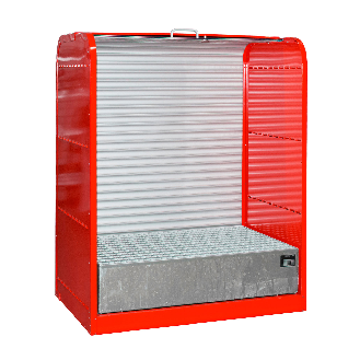 Gefahrstoff-Rollladenschrank RSG-1, max. 2x 200-l-Fässer, Feuerrot-Beschreibung lesen