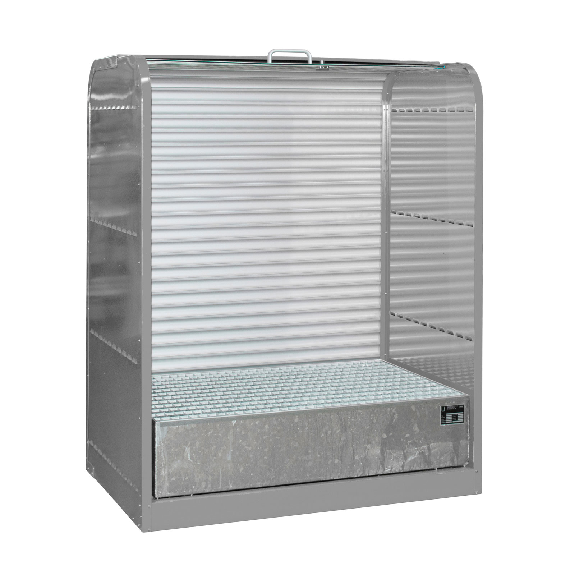 Gefahrstoff-Rollladenschrank RSG-1, max. 2x 200-l-Fässer, Mausgrau-Beschreibung lesen