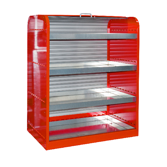 Gefahrstoff-Rollladenschrank RSG-4 mit 4 Kleingebindewannen, Feuerrot Gefahrstoff-Rollladenschrank RSG-4 mit 4 Kleingebindewannen, Feuerrot-Beschreibung lesen