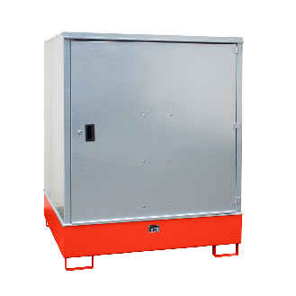 Gefahrstoff-Schrank GS-3, abschließbar, für max. 4x200l Fässer, Feuerrot-Beschreibung lesen