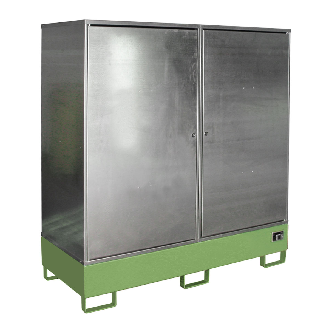 Gefahrstoff-Schrank GS-2, abschließbar, für max. 2x200l Fässer, Resedagrün-Beschreibung lesen