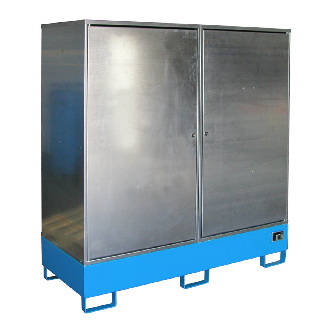 Gefahrstoff-Schrank GS-2, abschließbar, für max. 2x200l Fässer, Lichtblau-Beschreibung lesen