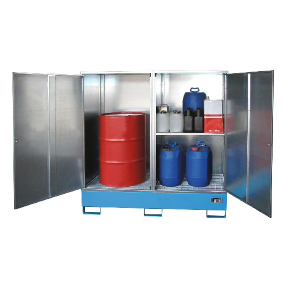 Gefahrstoff-Schrank GS-2, abschließbar, für max. 2x200l Fässer, Lichtblau Gefahrstoff-Schrank GS-2, abschließbar, für max. 2x200l Fässer, Lichtblau-Beschreibung lesen