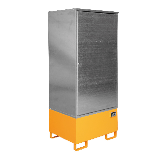 Gefahrstoff-Schrank GS-1, abschließbar, für max. 1x200l Fass, Gelborange-Beschreibung lesen