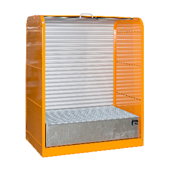 Armario de persiana mat. pel., band. col. para máx. bidones 2 x 200 l RAL 2000-Leer más