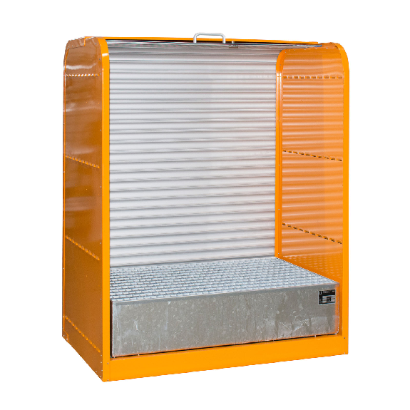Gefahrstoff-Rollladenschrank RSG-1, max. 2x 200-l-Fässer, Gelborange Gefahrstoff-Rollladenschrank RSG-1, max. 2x 200-l-Fässer, Gelborange-Beschreibung lesen