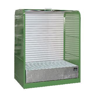 Gefahrstoff-Rollladenschrank RSG-1, max. 2x 200-l-Fässer, Resedagrün-Beschreibung lesen