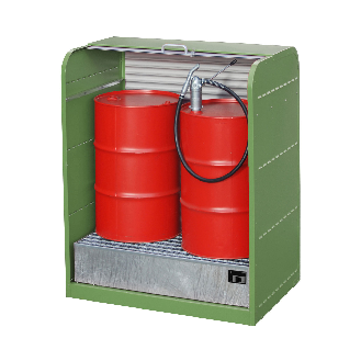 Gefahrstoff-Rollladenschrank RSG-1, max. 2x 200-l-Fässer, Resedagrün-Beschreibung lesen