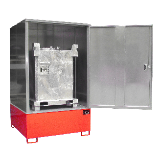 Gefahrstoff-Schrank GS-4, abschließbar, für max. 1x1000l IPC, Feuerrot-Beschreibung lesen