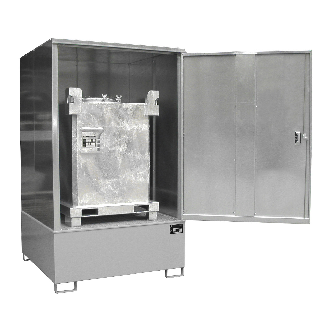 Gefahrstoff-Schrank GS-4, abschließbar, für max. 1x1000l IPC, Mausgrau-Beschreibung lesen