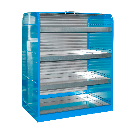 Gefahrstoff-Rollladenschrank RSG-4 mit 4 Kleingebindewannen, Lichtblau Gefahrstoff-Rollladenschrank RSG-4 mit 4 Kleingebindewannen, Lichtblau-Beschreibung lesen