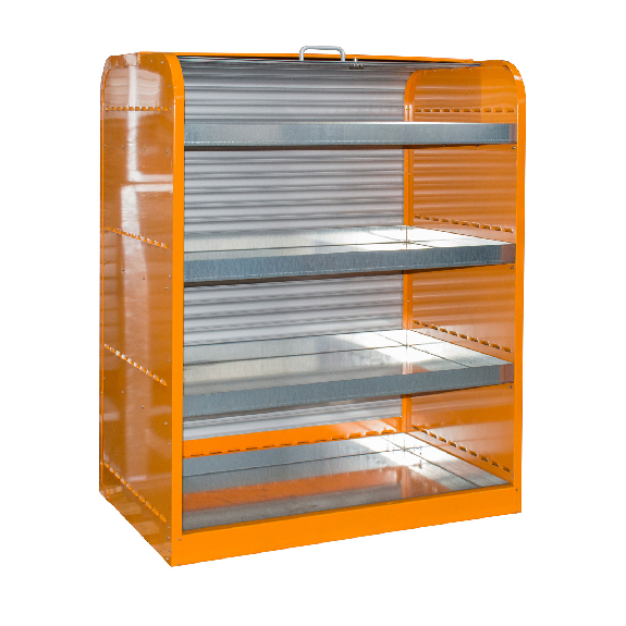 Gefahrstoff-Rollladenschrank mit 4 Kleingebindewannen-Beschreibung lesen