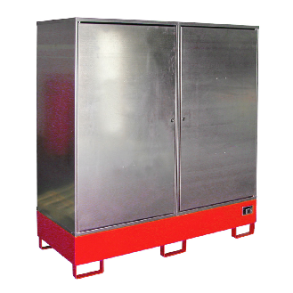 Gefahrstoff-Schrank GS-2, abschließbar, für max. 2x200l Fässer, Feuerrot-Beschreibung lesen