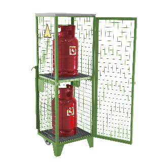 Gasflaschen-Depot GFD-R 2, Resedagrün, 2 Türen, Drahtgitter für 2x 11 kg-Beschreibung lesen