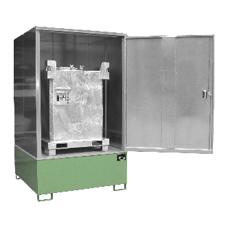Gefahrstoff-Schrank GS-4, abschließbar, für max. 1x1000l IPC, Resedagrün-Beschreibung lesen