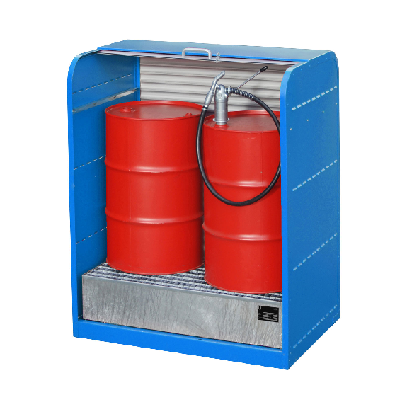 Gefahrstoff-Rollladenschrank RSG-1, max. 2x 200-l-Fässer, Lichtblau Gefahrstoff-Rollladenschrank RSG-1, max. 2x 200-l-Fässer, Lichtblau-Beschreibung lesen