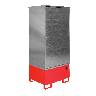 Gefahrstoff-Schrank GS-1, abschließbar, für max. 1x200l Fass, Feuerrot-Beschreibung lesen